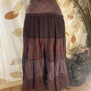 Bohemian Multi-Layered Skirt - Purple and Brown
